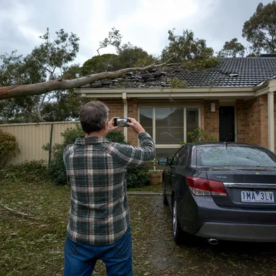 Photographing storm damage for an insurance claim in Canberra